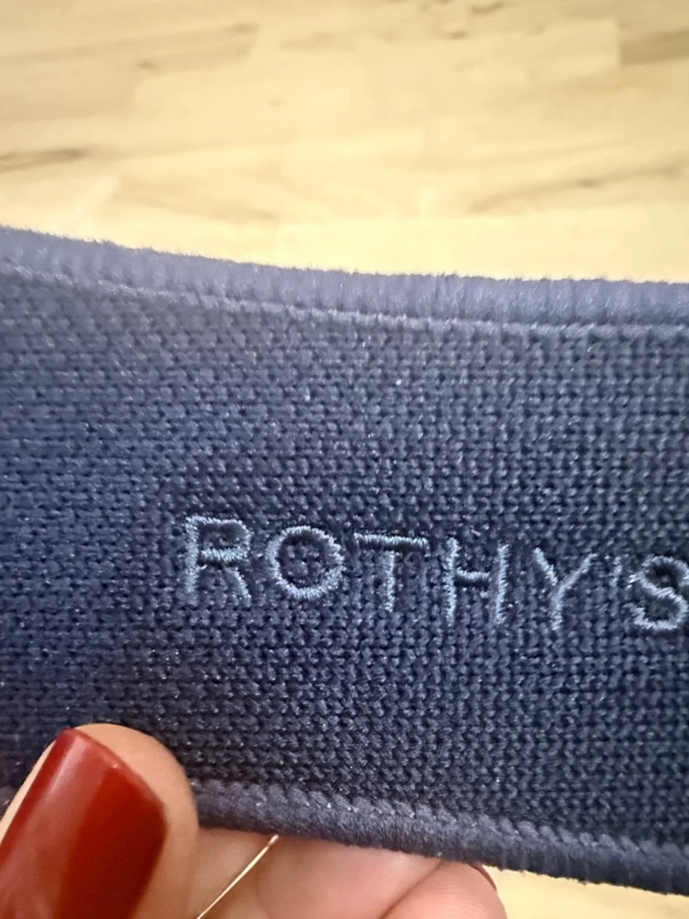 Rothy's Navy Knit Ballet Flats with Blue Trim and Gray Heel Tab - Picture 2 of 4